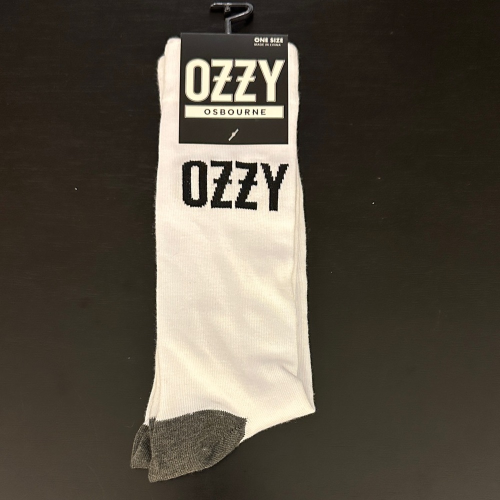 Ozzy Osbourne White & Gray Logo Crew Socks
